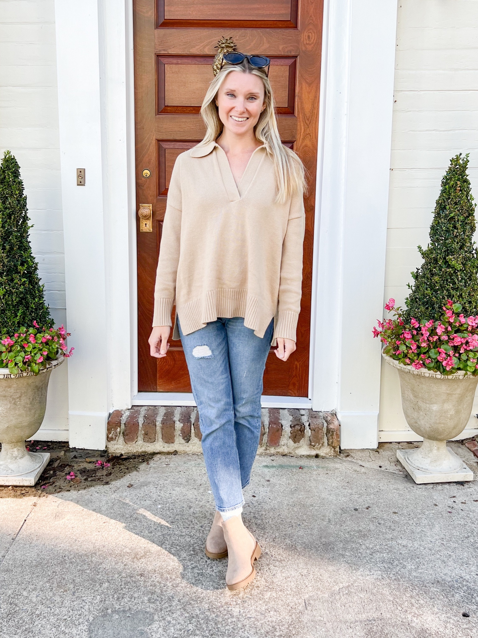 Darling Society camel sweater - fall outfit - fall style - Chelsea boots - casual style 

#LTKstyletip #LTKSeasonal #LTKfindsunder100
