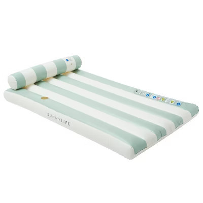 Sunnylife: Luxe Lilo - Green Stripe - 70x41" Inflatable Pool Float w/ Headrest | Target