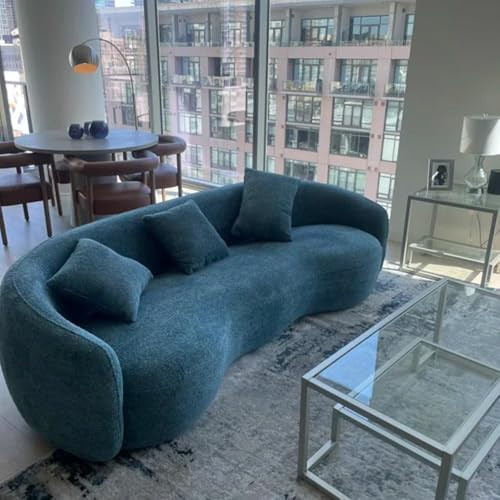 LyuHome Curved Couch, 93.6" 4-Seater Modern Boucle Sectional Sofa, Comfy Cloud Upholstered 4 Seat Leisure Cushion Sofa with Pillows for Living Room, Bedroom, Office, Apartment, Navy Blue | Amazon (US)