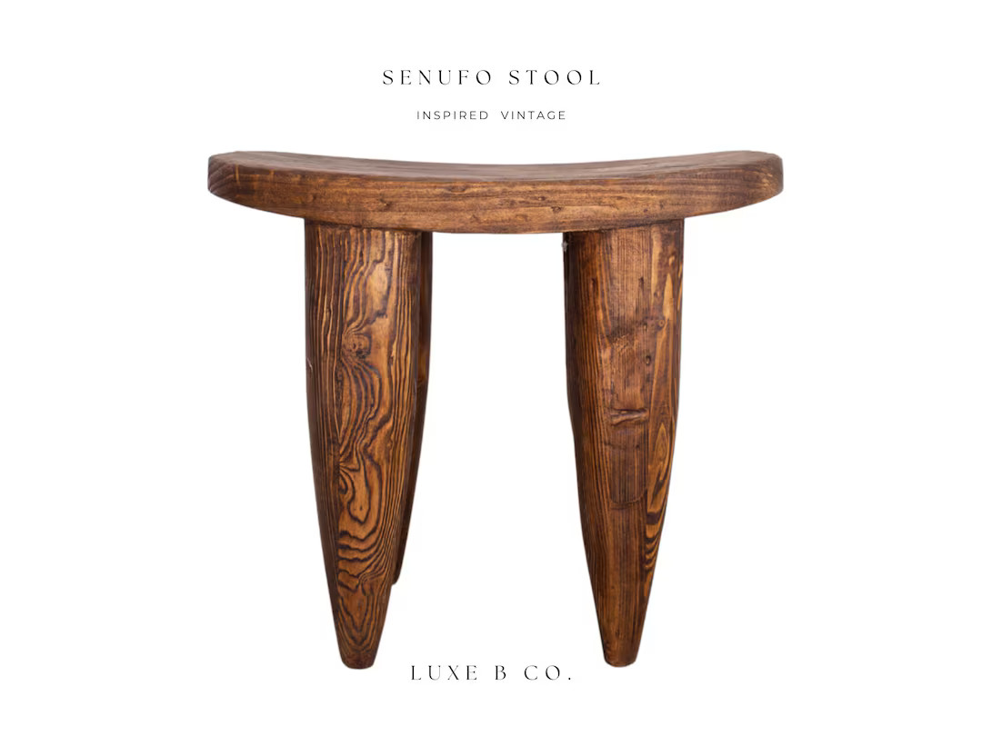 Senufo Stool Side End Table Vintage Inspired African Hand Carved Living Room Bench Senufo Stool R... | Etsy (US)