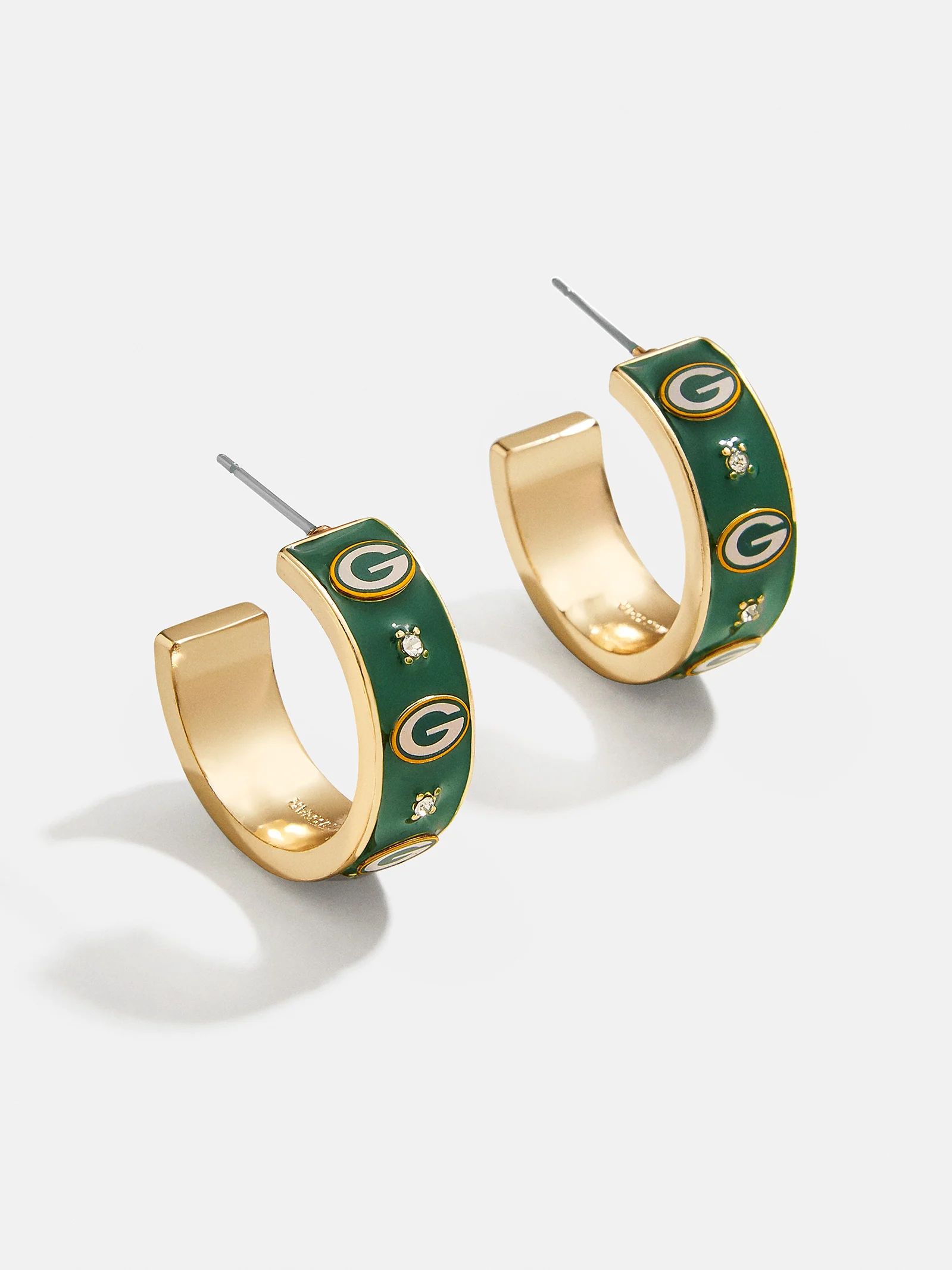 WEAR By Erin Andrews x BaubleBar Green Bay Packers Enamel Hoop Earrings - Green Bay Packers | BaubleBar (US)