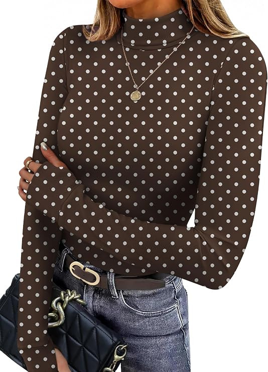 Sampeel Womens Turtleneck Tops Slim Fit Long Sleeve Shirts with Thumb Holes | Amazon (US)