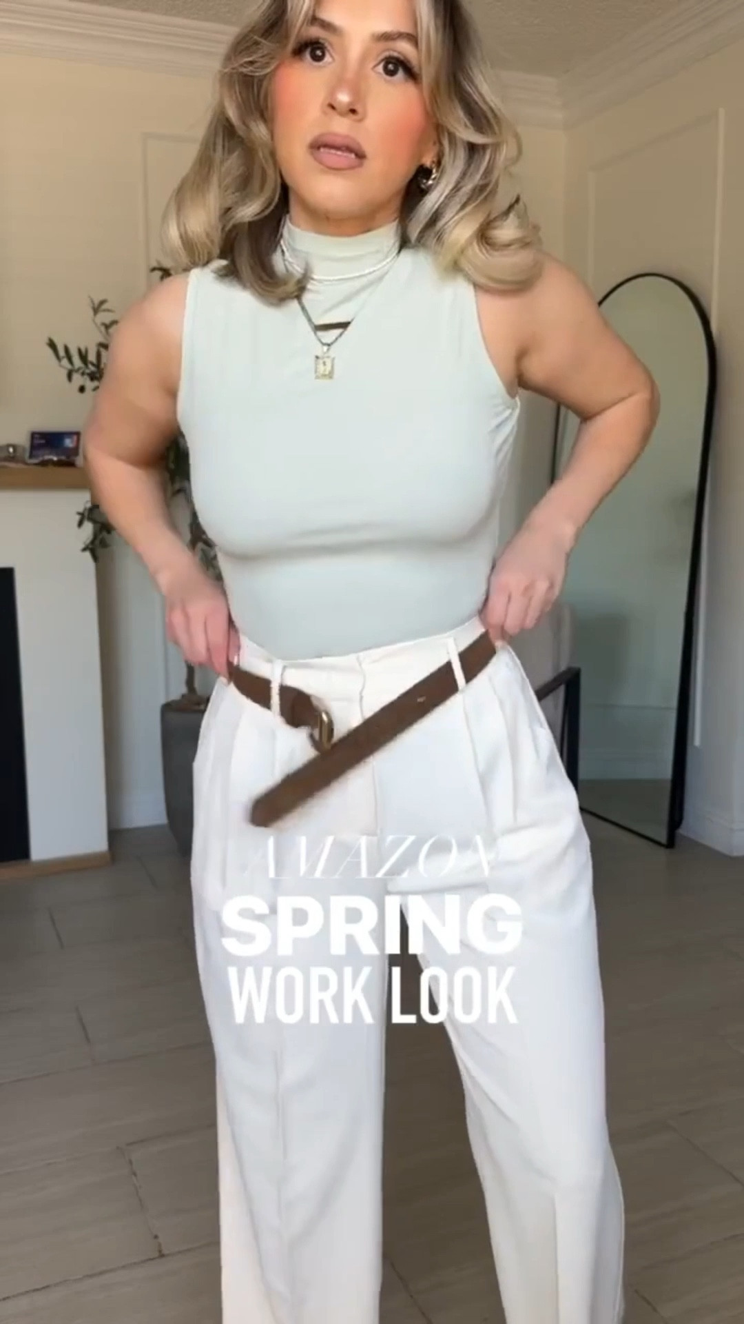 Amazon Business Casual Looks *SPRING EDITION * 

I'm 5'2 babes! See sizing below | LMK if you have questions 😘

Look 1: SMALL LONG THIN in ivory trousers by Funyyzo | SM in mock neck sage green too | XS in Aerie cardigan

Look 2: SM in grey pencil skirt (you'll need shapewear with this; I linked the on I'm wearing). Excellent stretch | SM in light blue cropped button up | I am wearing the shapewear half skirt by Joyshaper in small ! It comes with built-in thongs, but I just cut those out. 

Look 3: SM in khaki barrel pants (low stretch) | XS in TEE from the DROP | SM in men's blazer

Look 4: SM in pencil skirt | XS in T-shirt | SM in MEN'S blazer | I am wearing the shapewear half skirt by Joyshaper in small ! It comes with built-in thongs, but I just cut those out. 


Look 5: SM LONG THIN in GREY trousers | XS in tee 

#LTKspring #LTKootd #LTKWorkwear