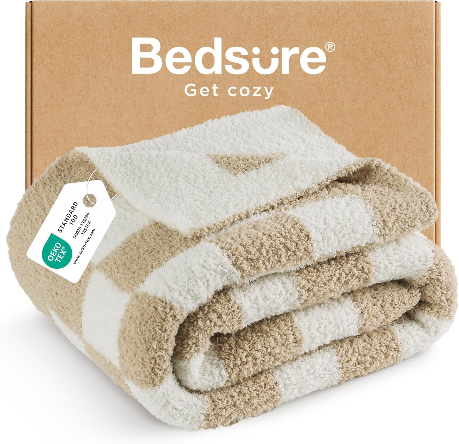 Bedsure Throw Blanket for Couch Bed Sofa - Super Soft, Beige, Checkered Throw Blanket, GentleSoft... | Amazon (US)