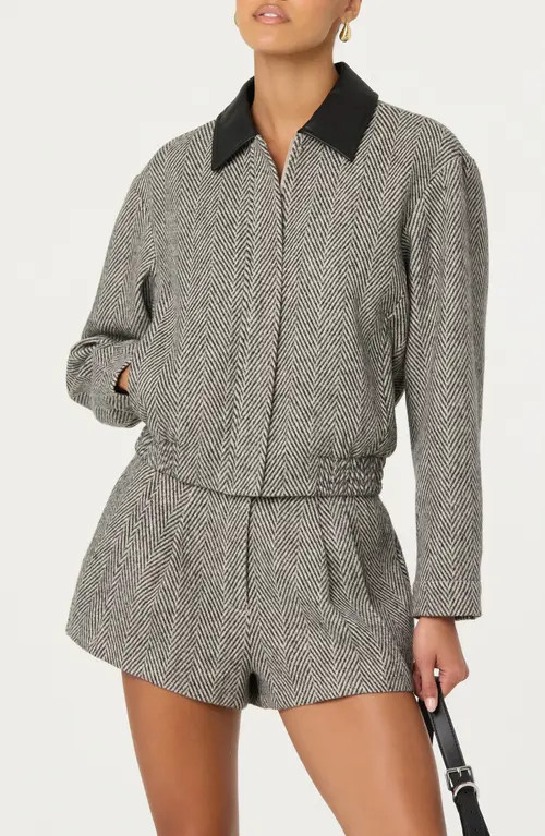 ASTR the Label Nelly Herringbone Jacket in Grey Herringbone at Nordstrom, Size Medium | Nordstrom