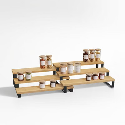 Bamboo Display Risers - Set of 2 Perfume Organizer Stands, 3 Tier Cupcake Holder, Spice Rack - Shelf Risers for Figures, Dessert Shelves | Target