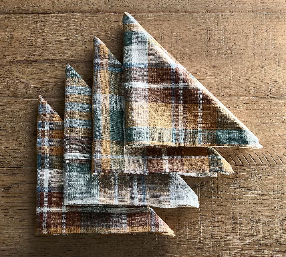 Montecito Plaid Cotton/Linen Napkins - Set of 4 | Pottery Barn (US)