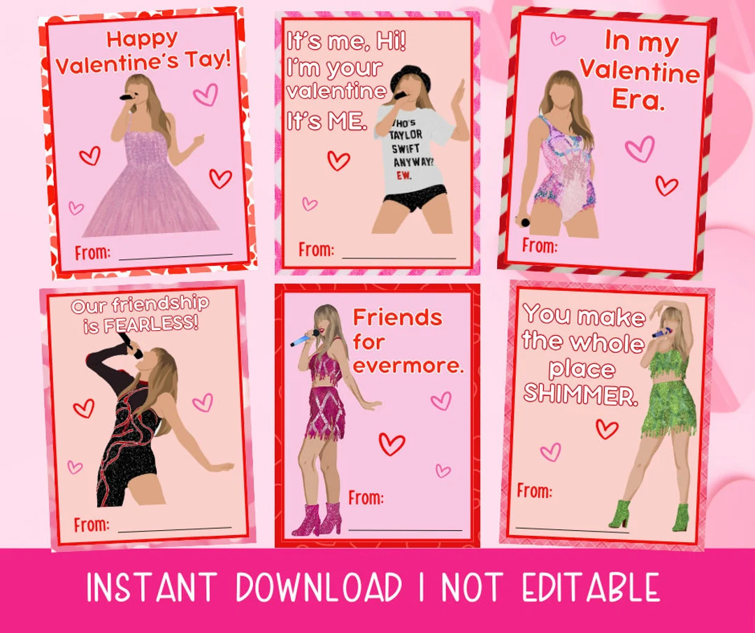 Taylor Swift Valentine Cards, Valentine's Day Cards, Valentine Printable, Swifty Valentines, Vale... | Etsy (US)
