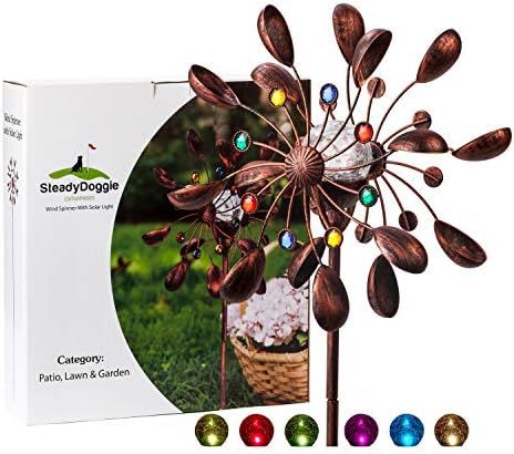 Amazon.com: SteadyDoggie Solar Wind Spinner New 75in Jewel Cup Multi-Color Seasonal LED Lighting ... | Amazon (US)