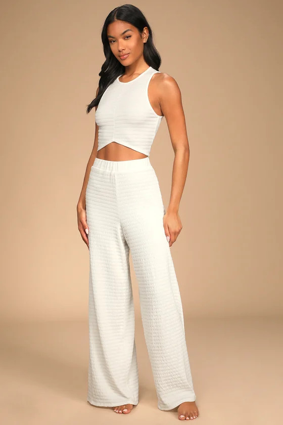 Blissful Beginnings White Wide-Leg Lounge Pants | Lulus (US)
