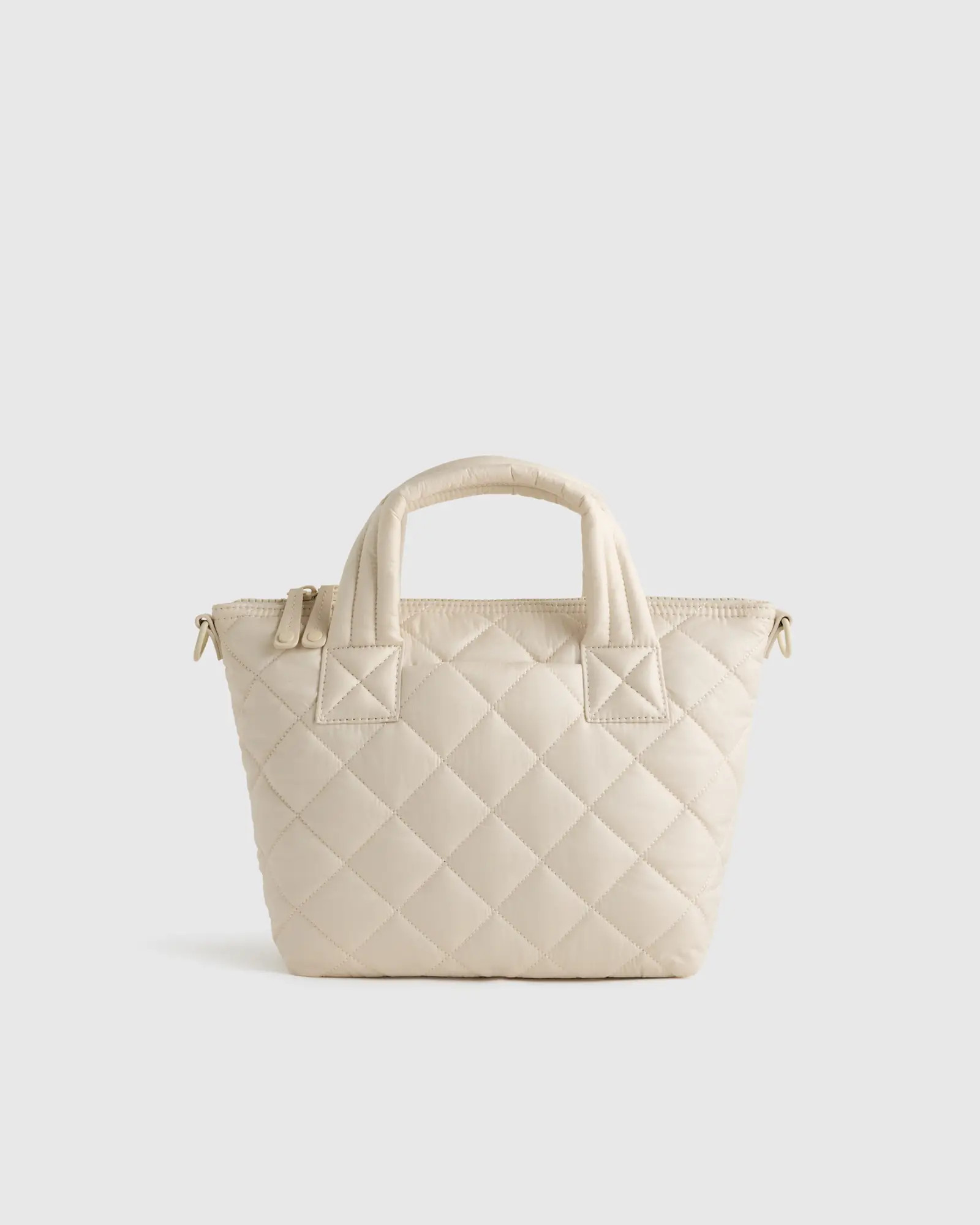 Transit Quilted Small Crossbody Tote in Linen White | Quince