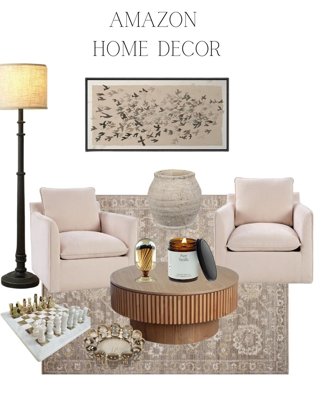 Obsessed with these neutral Amazon living room gems—affordable yet luxe vibes! Beautiful armchairs for cozy lounging, bird flock art for flair, ribbed coffee table, vintage rug, stone vase, vanilla candle, match cloche, marble chess set, and glass tray. Check ’em out!

#AmazonFinds #homedecor #amazonhome #interiordesign #livingroomdecor

#LTKHome


#LTKHome