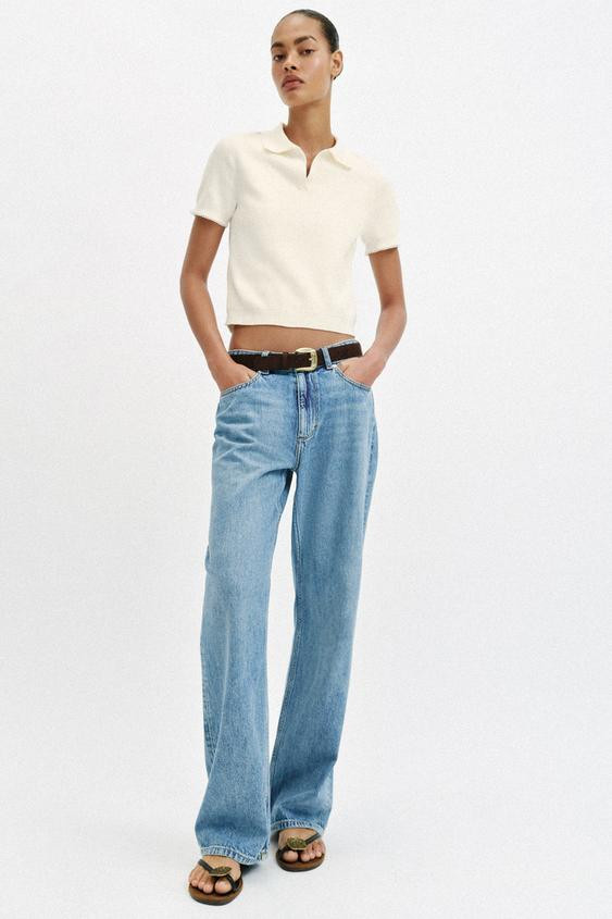 CONTRAST LACE KNIT POLO SHIRT | Zara US