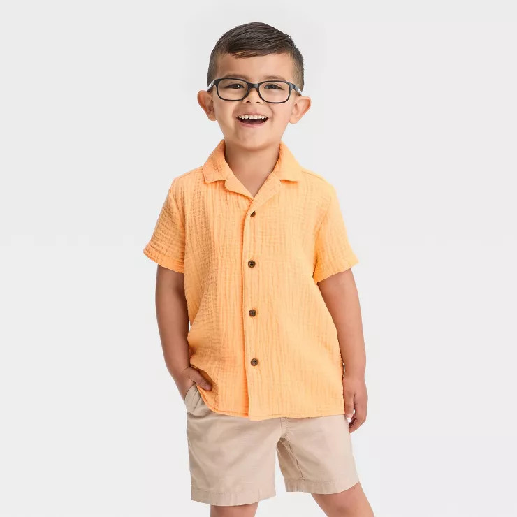 Toddler Boys' Short Sleeve Gauze Woven Shirt - Cat & Jack™ | Target