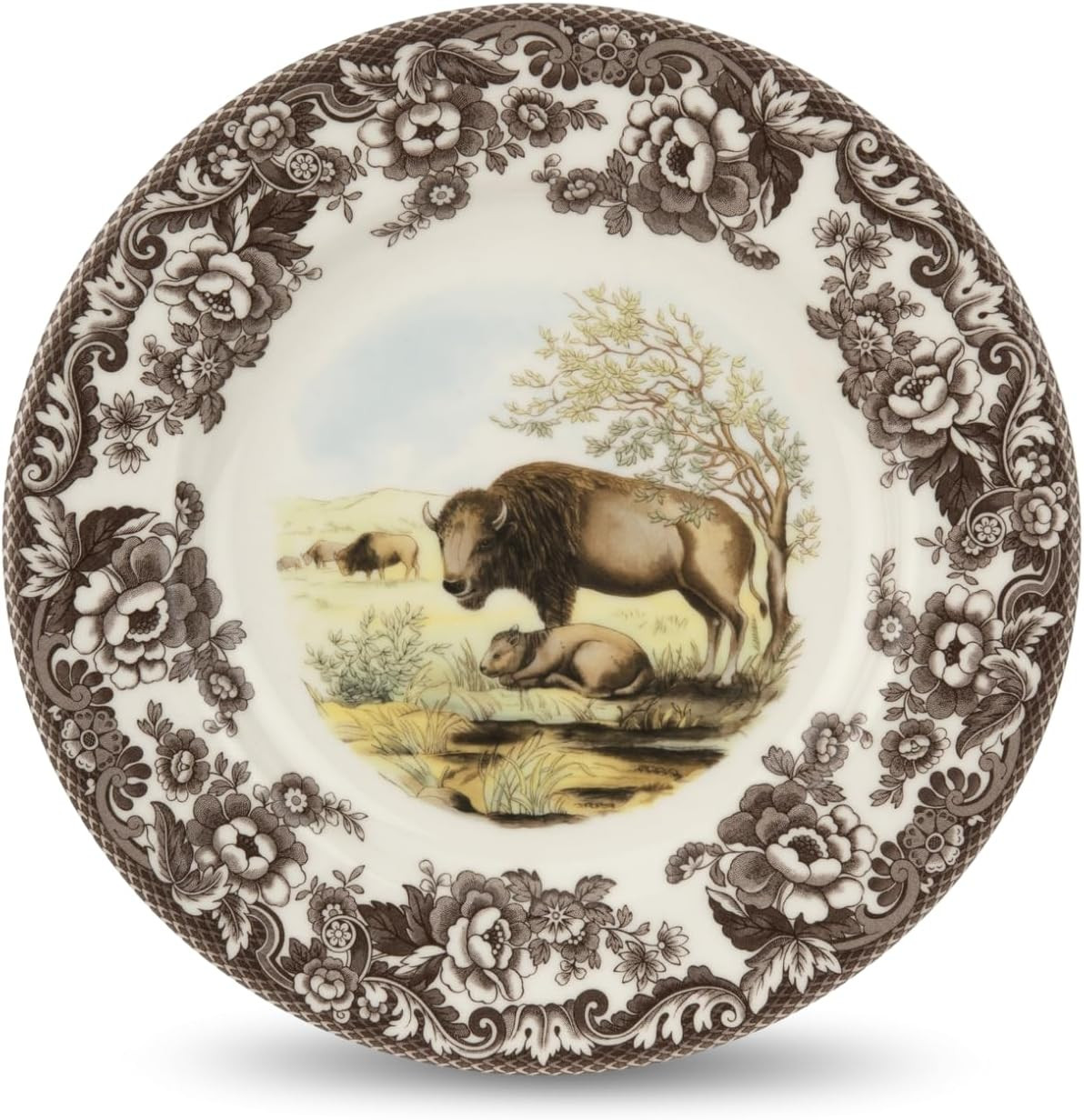 Spode Woodland Dinner Plate, Bison, 10.5” | American Wildlife Collection | Made in England | Ideal Hunting Cabin Décor | Microwave and Dishwasher Safe | Amazon (US)