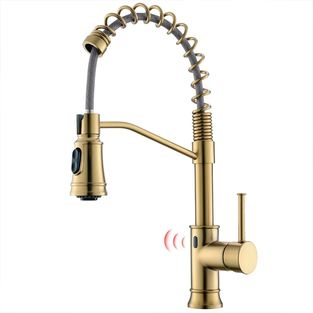 Daisy Motion Sensor Smart Hands-Free Activated Single Handle Spring Kitchen Sink Faucet Gold | Walmart (US)