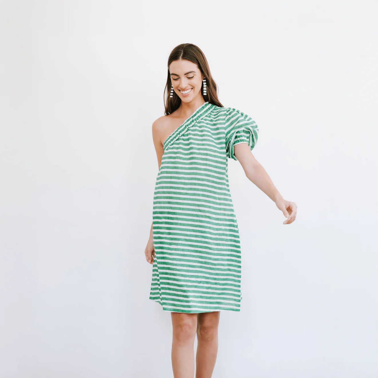 Green and White Stripe Addison Dress | Sunshine Tienda