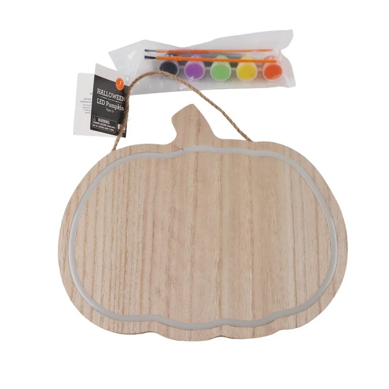 DIY Pumpkin Decor with LED, Wooden Pumpkin Craft Kit, 11.5 x 10 Inch, Halloween - Walmart.com | Walmart (US)
