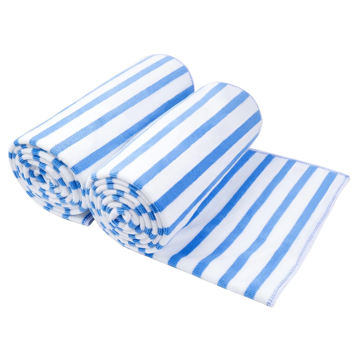 NC Bath Towels 2 Pack Cabana Stripe Striped Microfiber Bath Towel Set, 30"x60", Blue | Walmart (US)