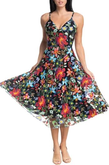 Dress the Population Maren Floral Embroidered Fit & Flare Dress | Nordstrom | Nordstrom