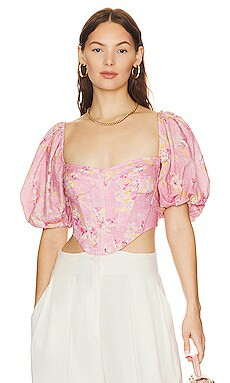 Bardot Kiah Corset Top in Pink Garden from Revolve.com | Revolve Clothing (Global)