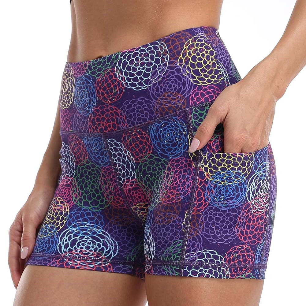 RAYPOSE Womens Biker Shorts with Pockets Tummy Control Plus Size Yoga Shorts Women Printed Workou... | Amazon (US)