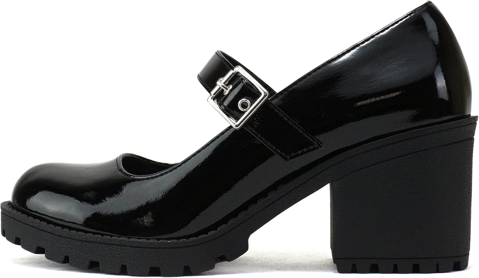 Soda “Eviana” ~ Women Mary Jane Round Toe Mid Chunky Block Heel Lug Sole Pump with Adjustable... | Amazon (US)