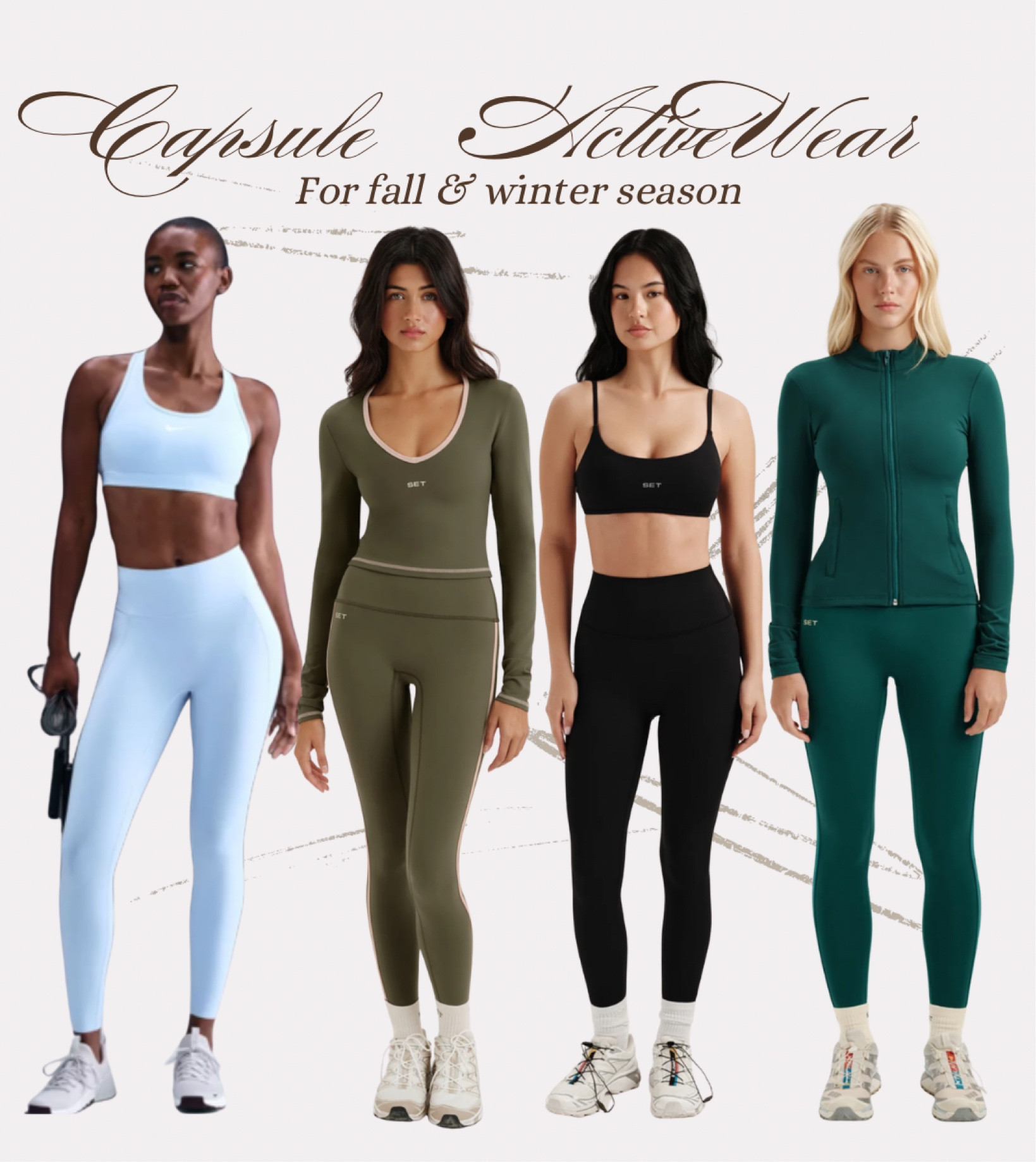 Fall & winter capsule activewear 🍂❄️ Think buttery-soft leggings, supportive sports bras, and layering-friendly sets you can wear to the gym and out running errands. Neutral tones, flattering fits, and cold-weather approved. Linked my favorite affordable finds.

#LTKActive #LTKWorkwear #LTKSeasonal