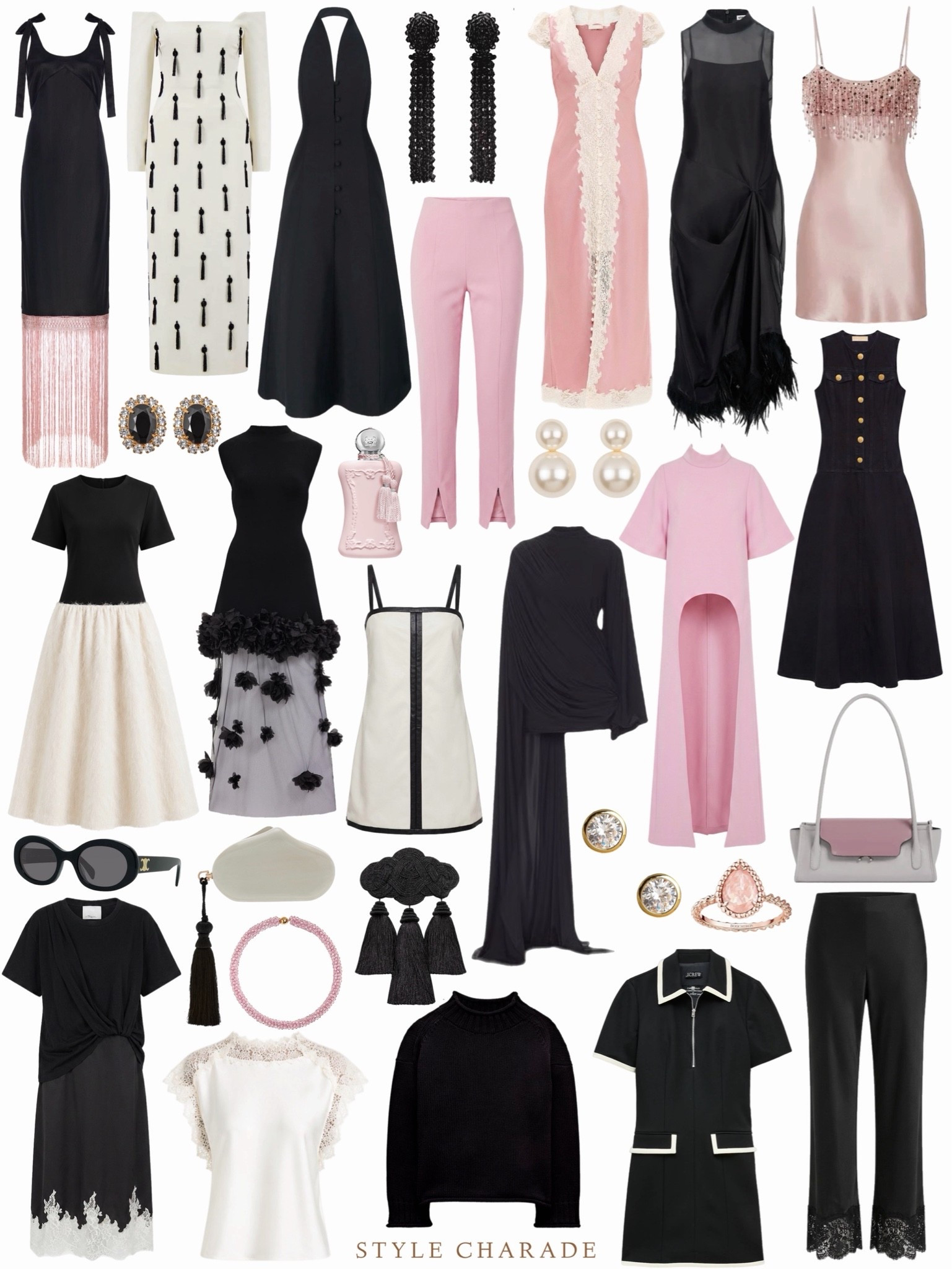 Wedding guest dresses and special occasion outfits. Loving these black dresses, statement dresses, and statement accessories.