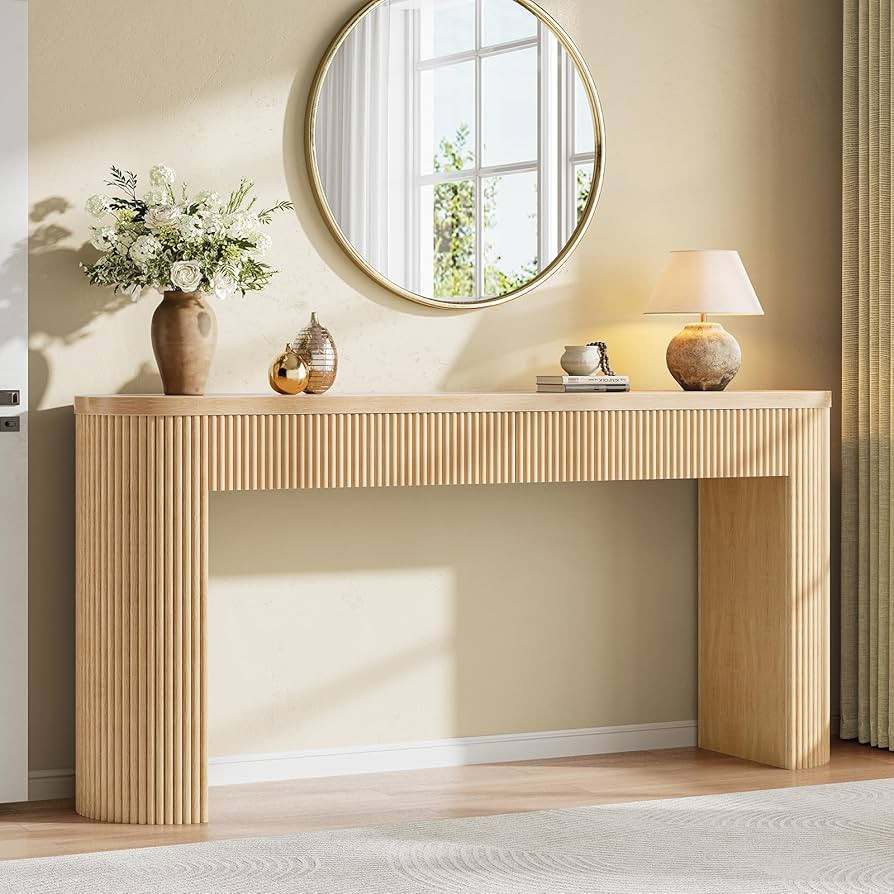 Itaar 63" Fluted Console Table with 2 Drawers, Modern Entryway Table with Storage, Long Sofa Tabl... | Amazon (US)