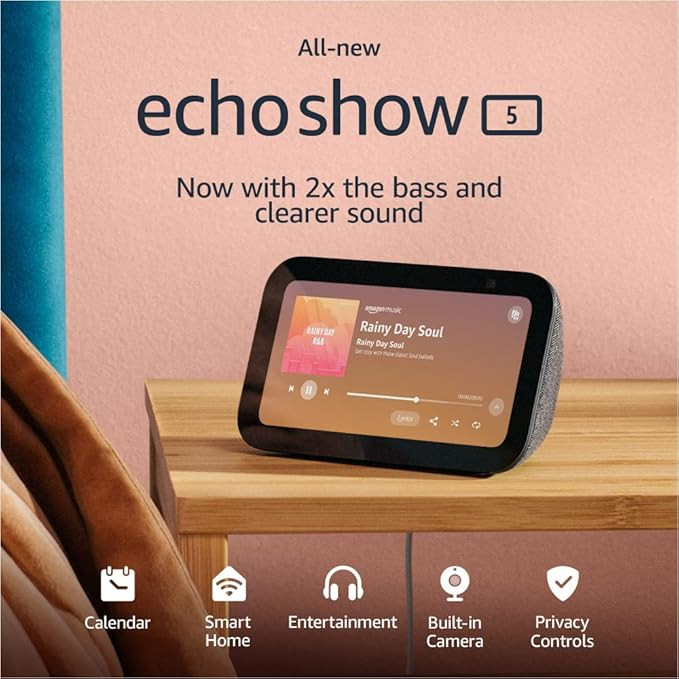 All-new Echo Show 5 (3rd Gen, 2023 release) | Smart display with 2x the bass and clearer sound | ... | Amazon (US)
