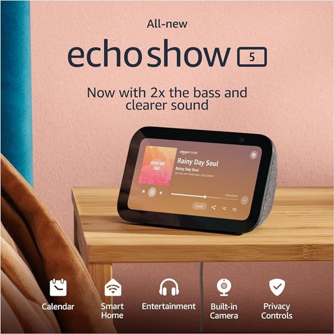 All-new Echo Show 5 (3rd Gen, 2023 release) | Smart display with 2x the bass and clearer sound | ... | Amazon (US)