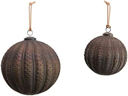 Creative Co-Op 8" Round Embossed Ball, Matte Brown Glass Ornaments, Multi | Amazon (US)