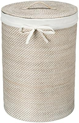 KOUBOO 1030040 Round Rattan White Wash Hamper with Liner, 17" x 17" x 24" | Amazon (US)