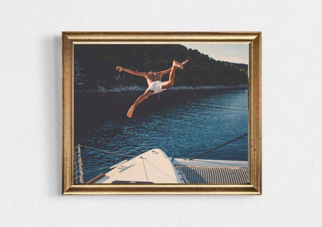 Swimming photography print-Swimmer photography print-Minimal ocean art-Ocean panorama print-Boy j... | Etsy (US)