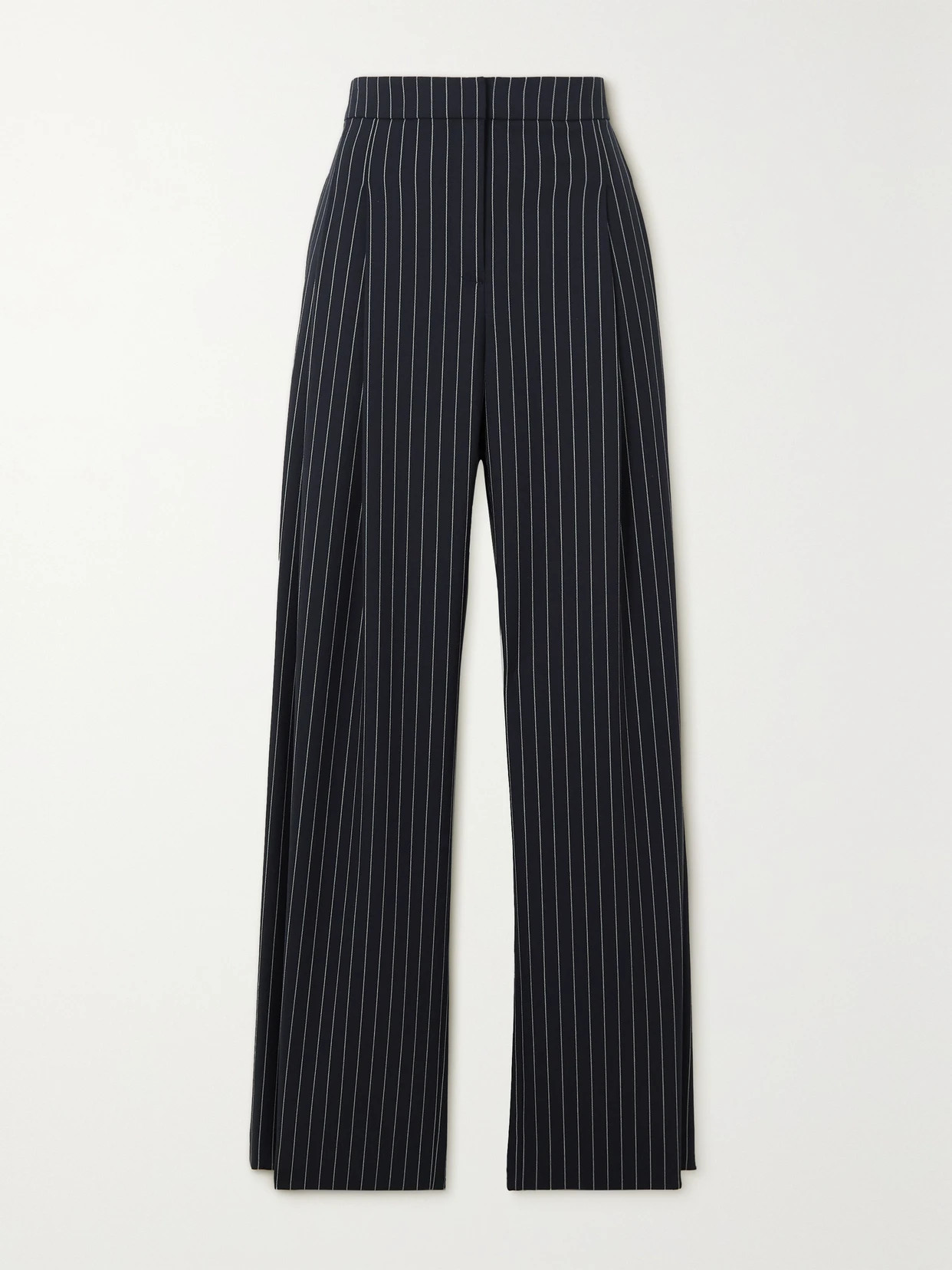 Carolina Herrera - Pinstriped Wool-blend Twill Wide-leg Pants - Blue | NET-A-PORTER (US)