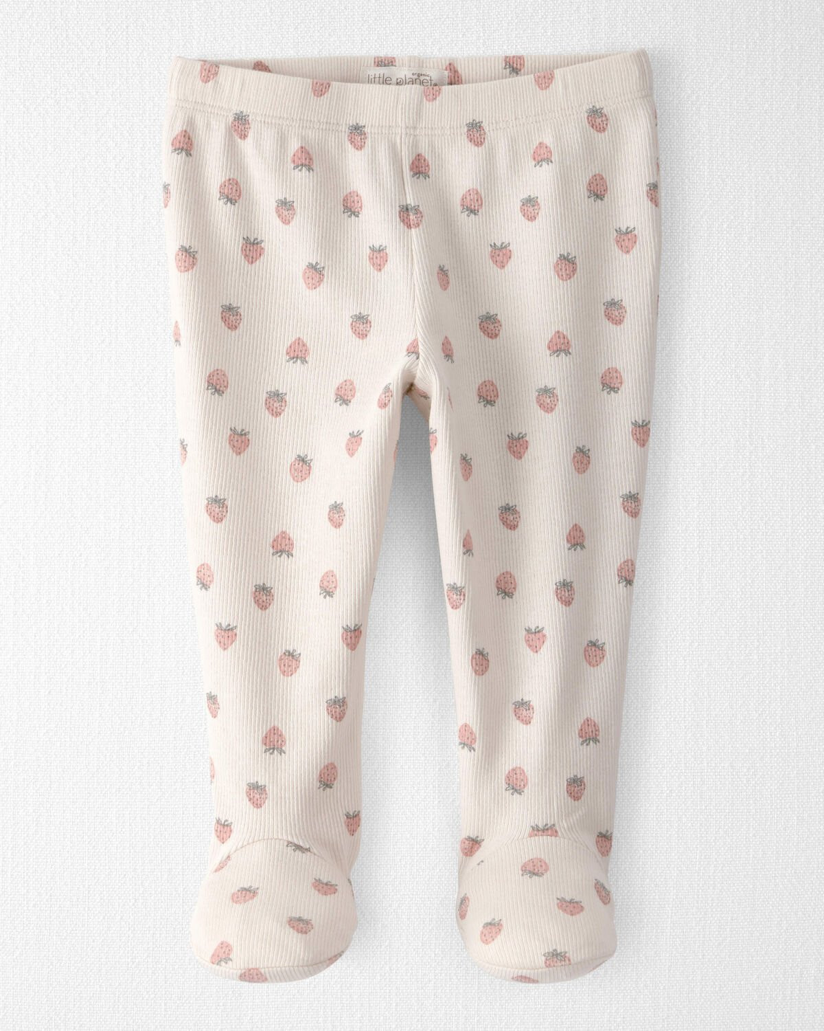 Baby Girl Organic Cotton Rib Footed Pants in Strawberry Print | Carter's Inc
