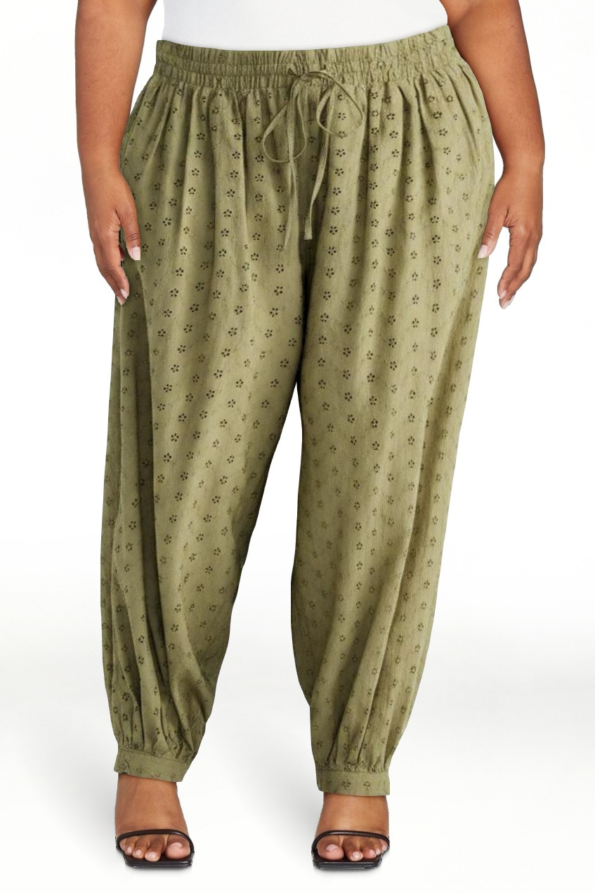 Scoop Women\u2019s and Women's Plus Eyelet Harem Cotton Pants, Sizes XS-4X | Walmart (US)