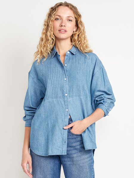 Tuxedo Boyfriend Button-Down Shirt | Old Navy (US)