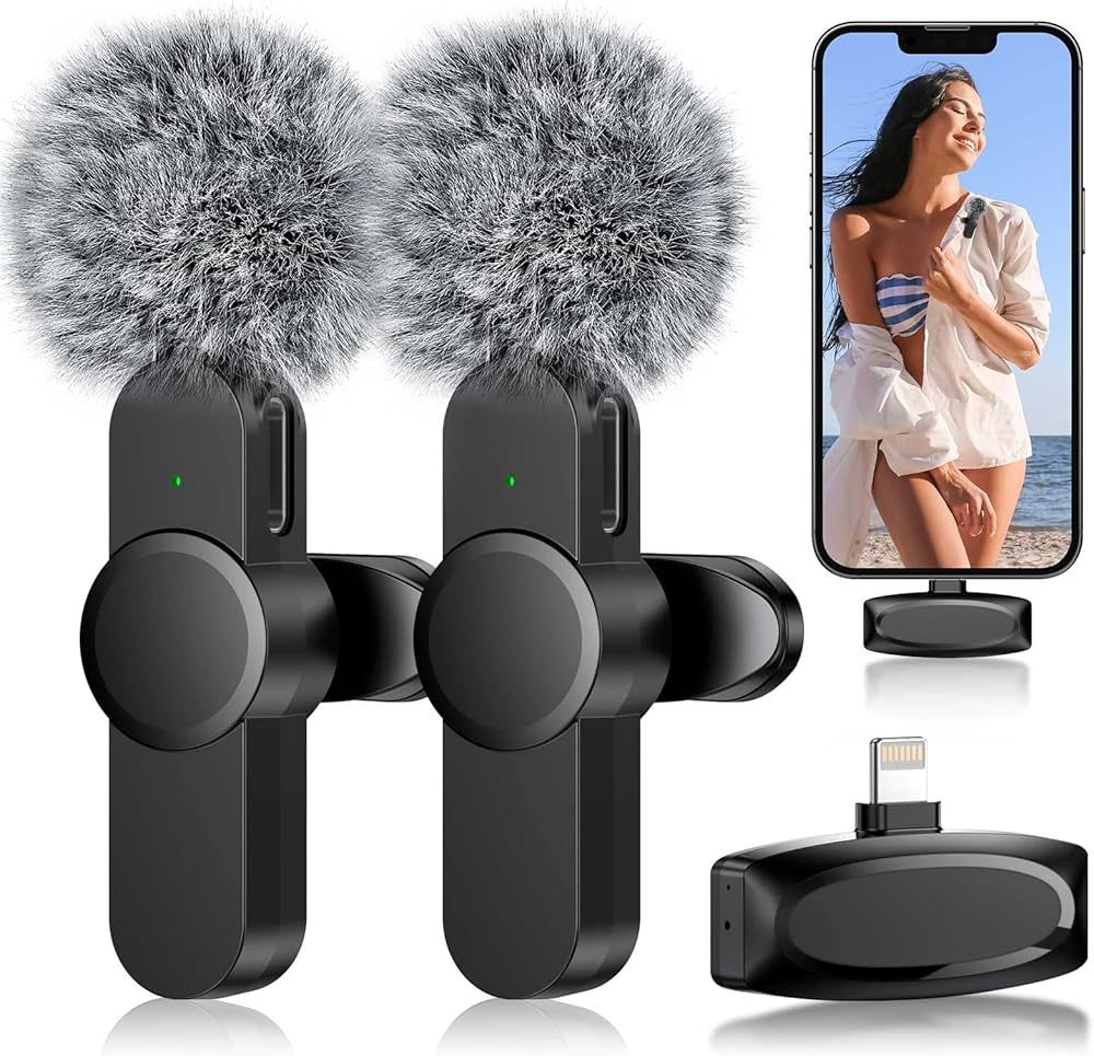 MILOUZ Wireless Lavalier Microphones for iPhone/iPad Mini iPhone Microphone for Video Recording P... | Amazon (US)