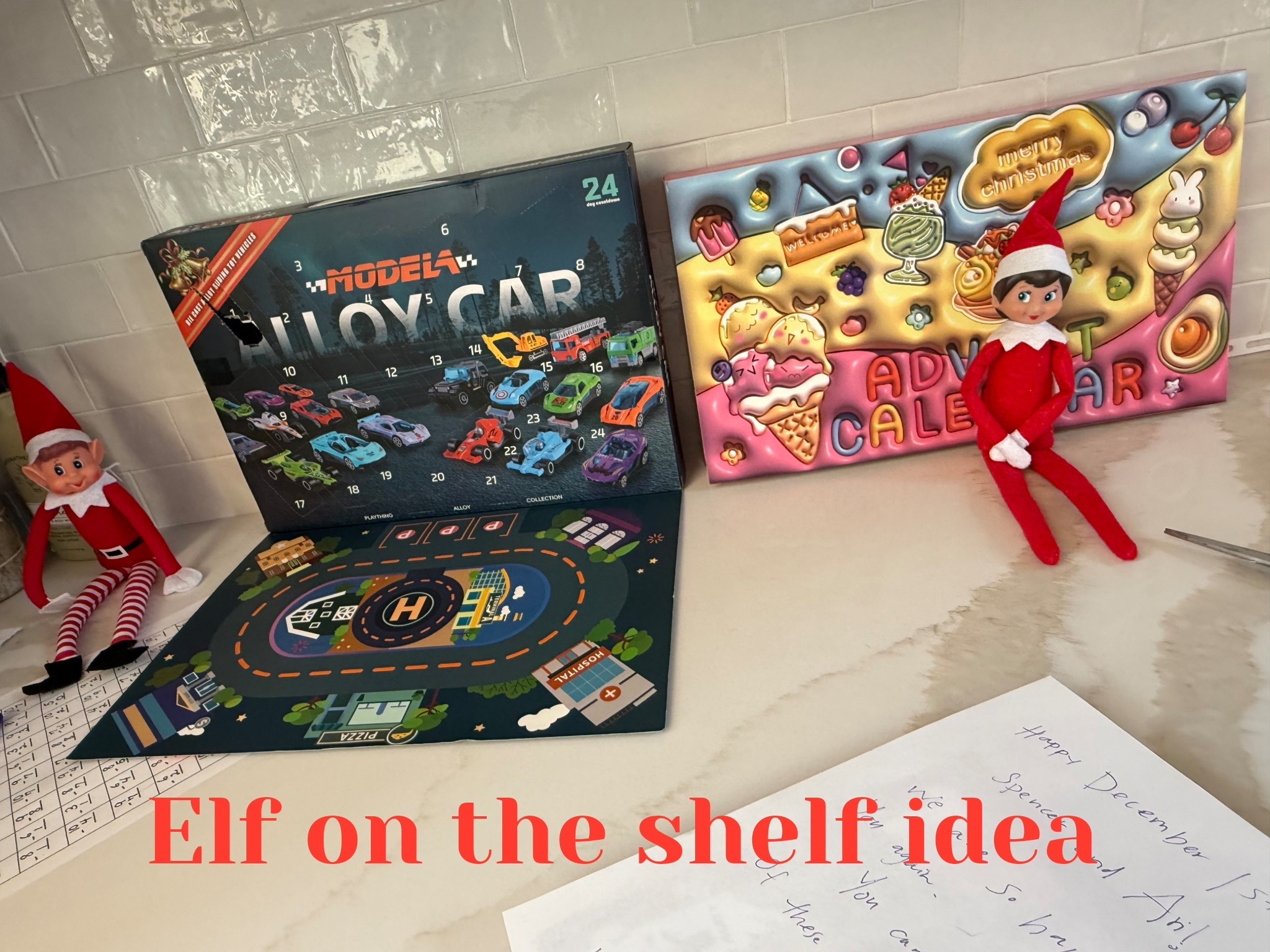 Fun advent calendar for the kids first day of elf on the shelf. Cars and create your own mini food items. They both love them 

#LTKHoliday #LTKSeasonal #LTKmomlife