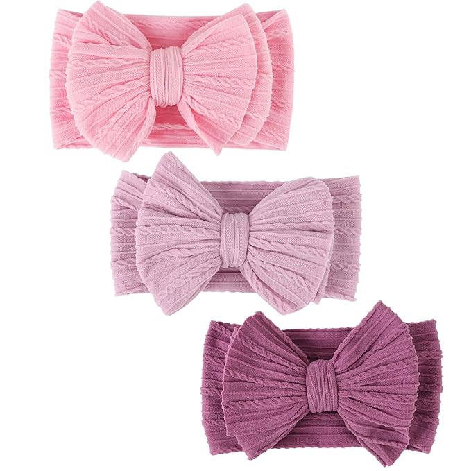 DRESHOW BQUBO Handmade Baby Headbands Soft & Stretchy Hair Bands with Bows Nylon Bows Hairbands f... | Amazon (US)