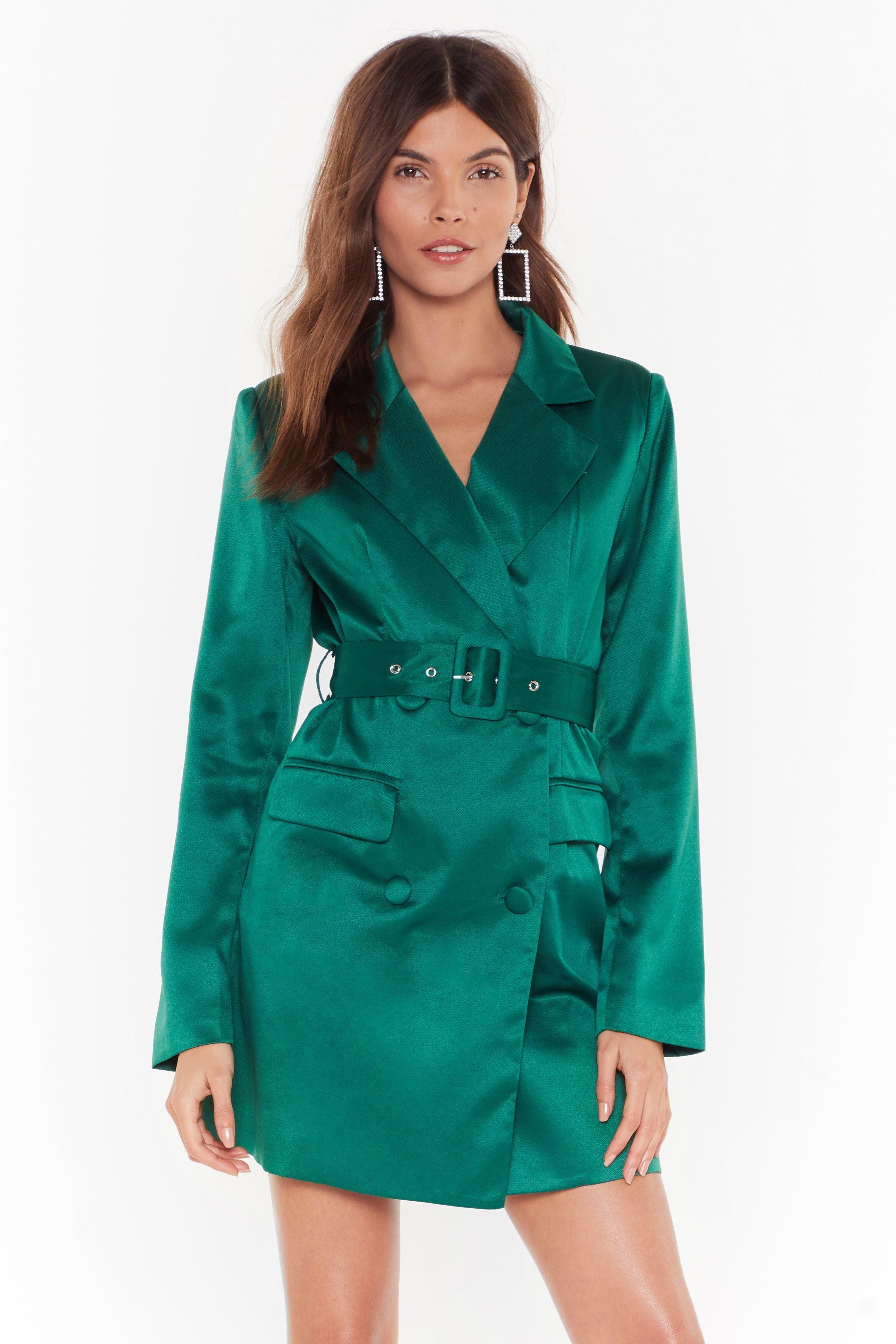 Satin Blazer Dress with V-Neckline | NastyGal (US & CA)