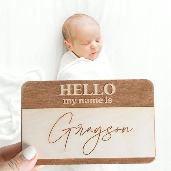 Hello Name Tag Sign for Birth Announcement hello My - Etsy | Etsy (US)