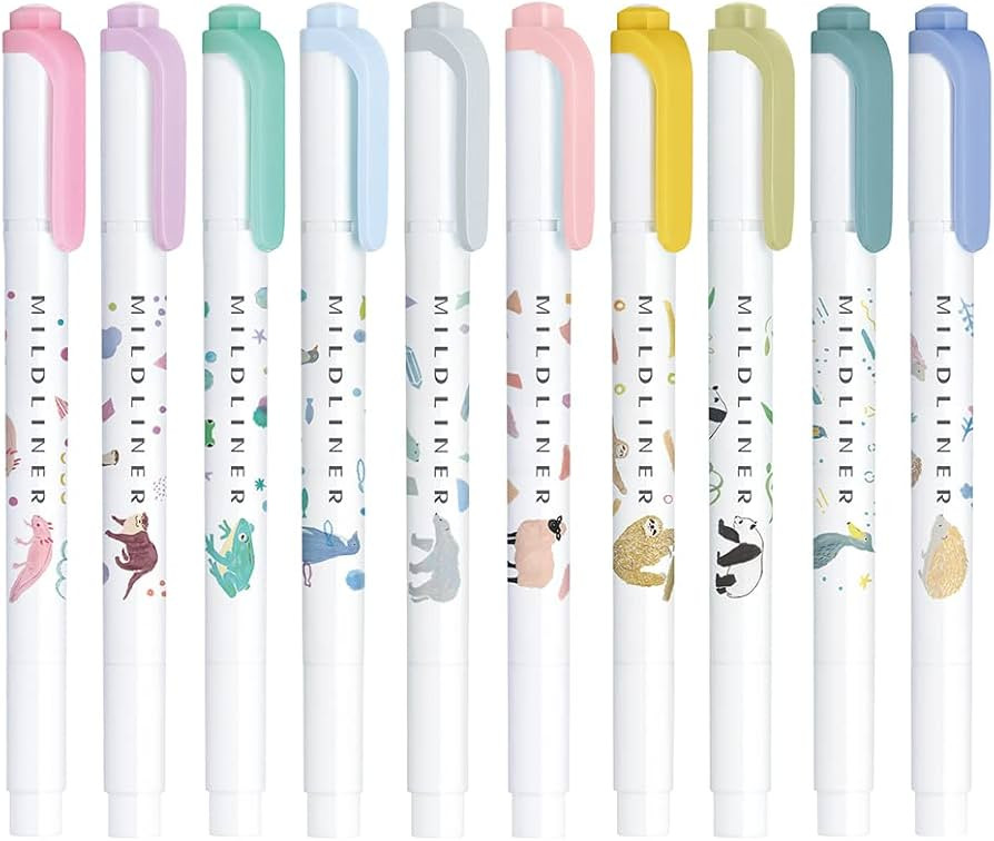Zebra Mildliner WKT7-AS-10C Highlighter, Set of 10 Colors, Animal | Amazon (US)