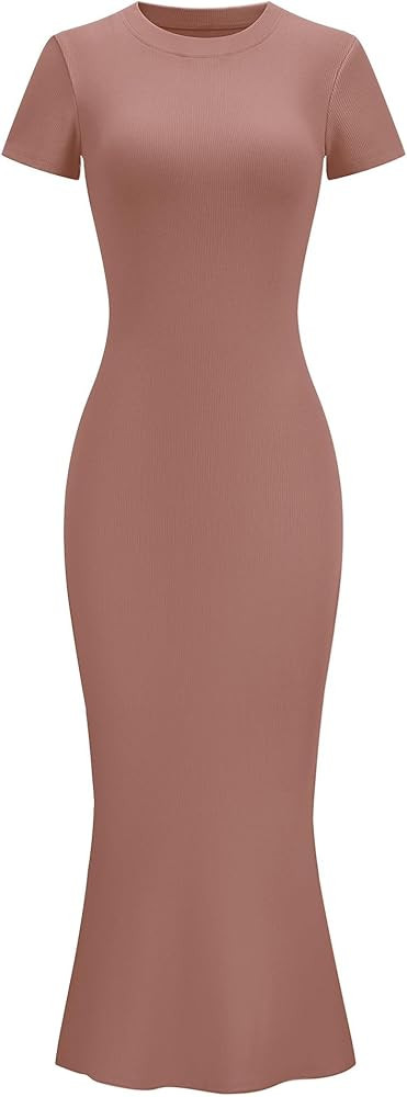 LOMON Women Fishtail Hem Ribbed Maxi Dresses Summer Casual Stylish Y2k Sexy Fitted Lady Elegant C... | Amazon (US)