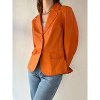 Y2K ""Danier' Orange Leather Blazer Jacket/Small | Etsy (US)