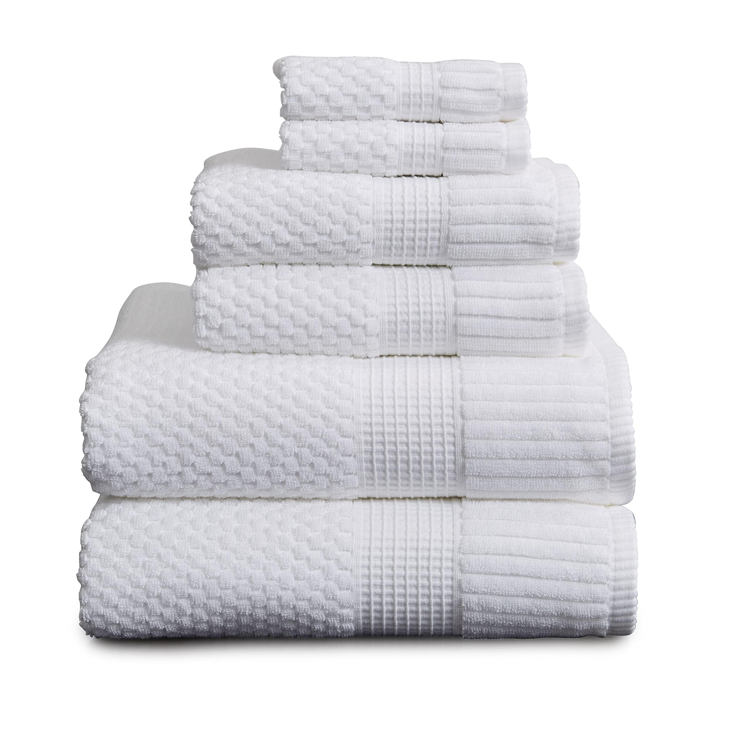 NY Loft 100% Cotton Bath Towel Set | 6 Piece Set - White Towels | Absorbent & Quick-Dry Bath Towe... | Amazon (US)