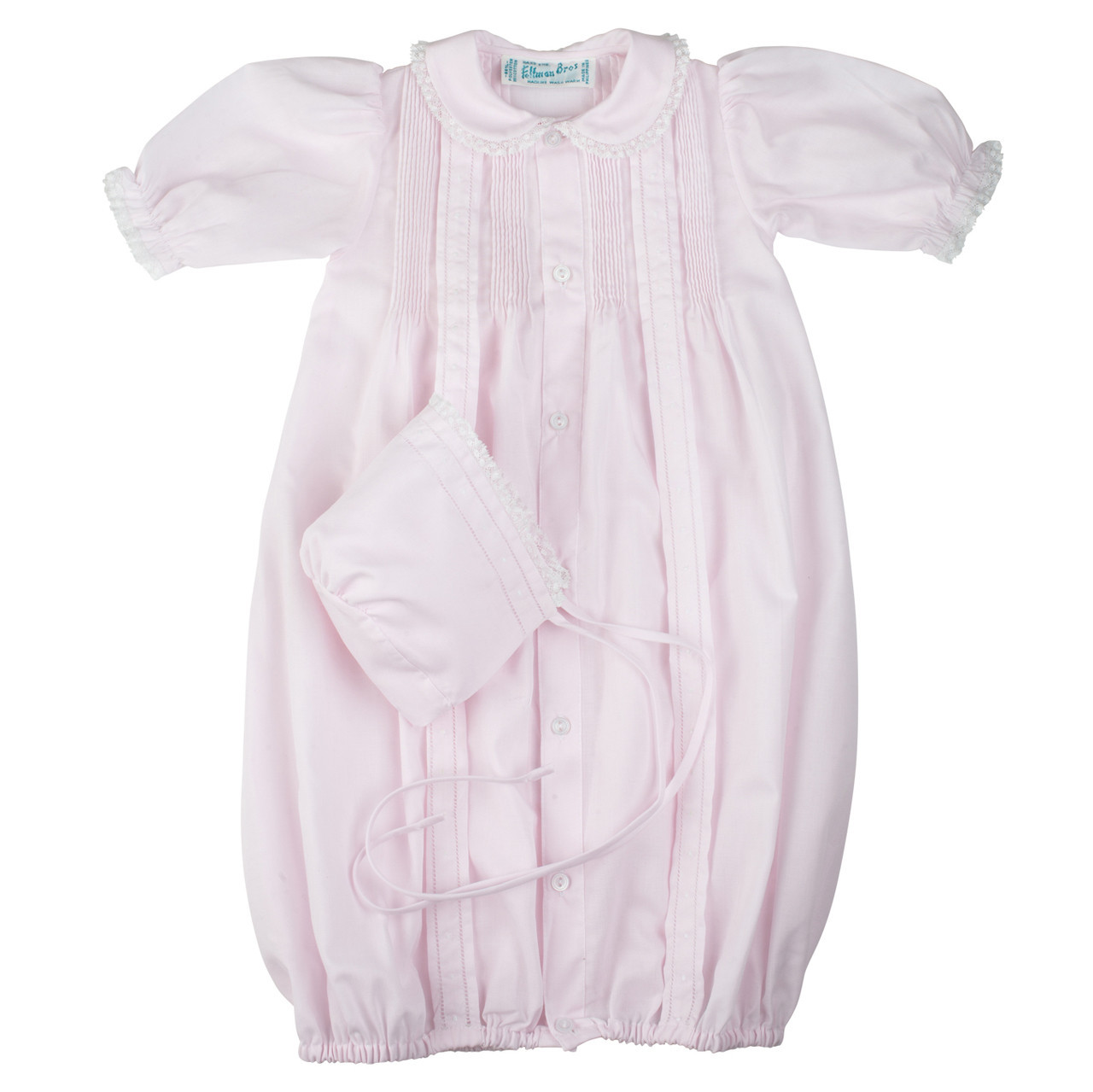 Girls Pintuck & Lace Take Me Home Gown with Bonnet | Feltman Brothers
