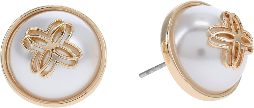 Lilly Pulitzer Womens LP Logo Pearl Stud Earrings Resort White One Size | Amazon (US)